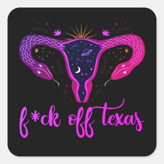 Sticker Carré Texas Abortion Ban Celestial Uterus protestation (Devant)