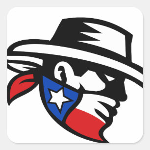 Sticker Carré Texas Bandit Cowboy side Retro