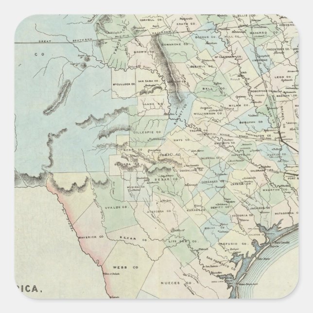 Sticker Carré Texas des États-Unis d'Amérique (Devant)