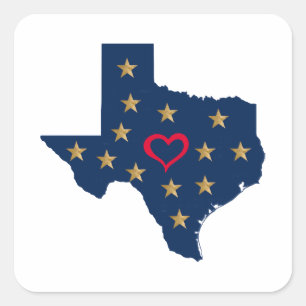 Sticker Carré Texas Love and Shining Stars in the Lone Star Stat