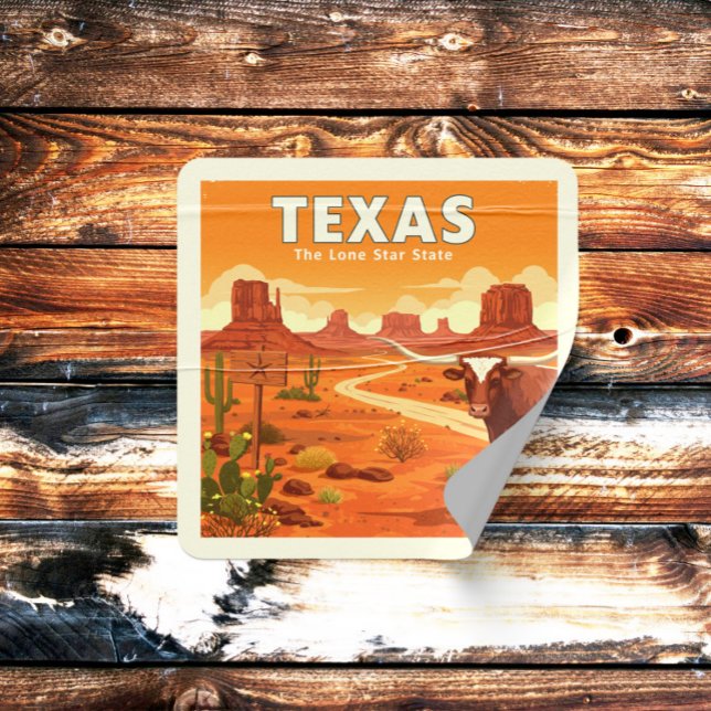 Sticker Carré Texas vintage (Créateur téléchargé)