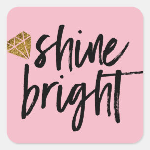 Sticker Carré Texte brillant brillant avec diamant d'or