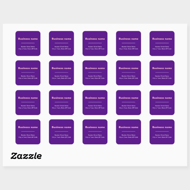 Sticker Carré Texte brut Adresse professionnelle sur violet (Feuille)