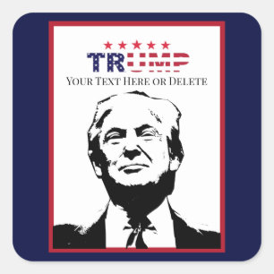 Sticker Carré Texte/Couleur Personnalisé Trump '24 Photo Rouge B