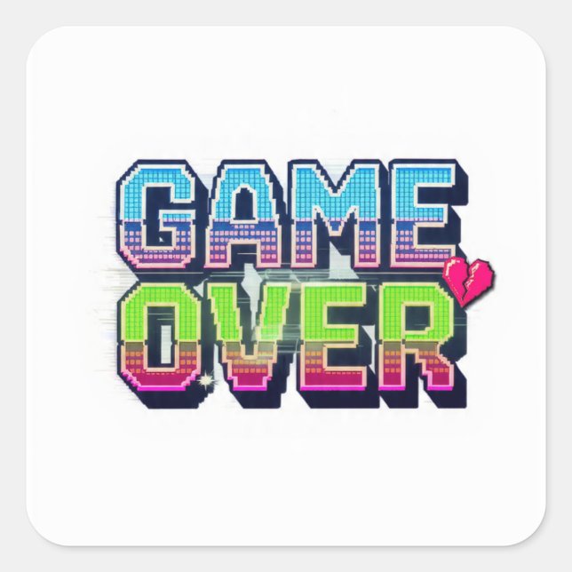 Sticker Carré Texte de fin de partie de jeu vidéo rétro arcade (Devant)