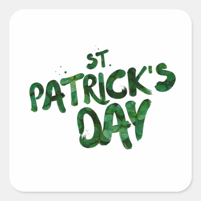 Sticker Carré Texte de la Saint Patrick avec lettres vertes (Devant)