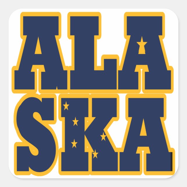 Sticker Carré Texte du drapeau de l'État de l'Alaska (Devant)