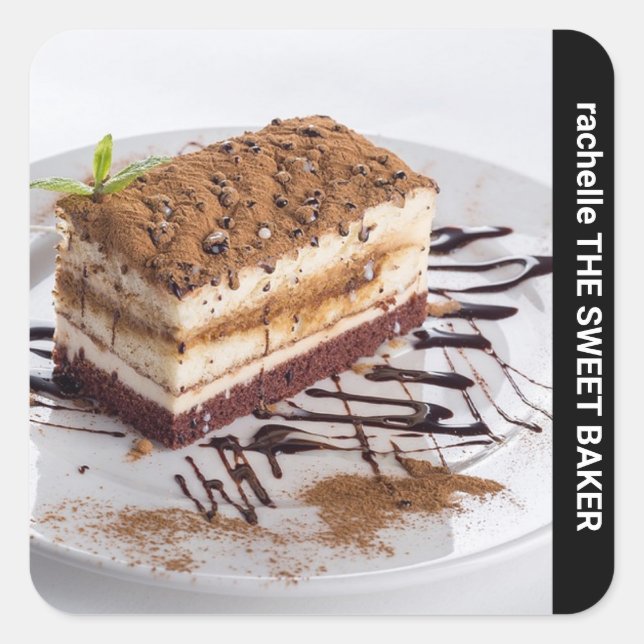 Sticker Carré Texte latéral photo personnalisée (Devant)