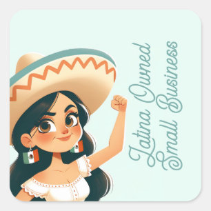 Sticker Carré Texte modifiable Petite entreprise Latina
