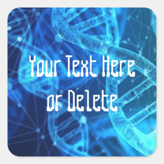 Sticker Carré Texte personnalisé Bleu Double Hélix ADN Strand Sc