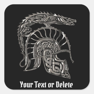 Sticker Carré Texte Personnalisé Casque de guerre du soldat rom