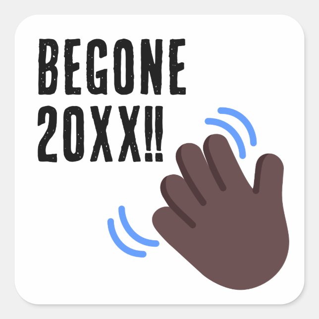 Sticker Carré Texte Personnalisé Commencé 20XX Sombre Waving Mai (Devant)