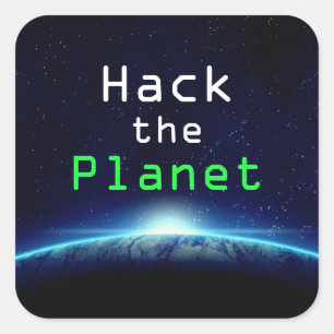 Sticker Carré Texte personnalisé cool Blue Earth Hack Planet Hac