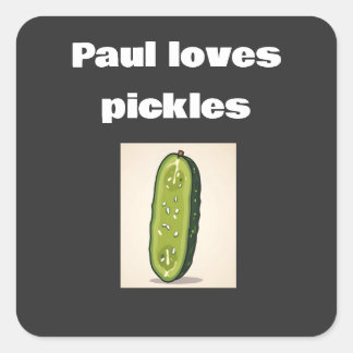 Sticker Carré texte personnalisé cornichon, nom aime les cornich