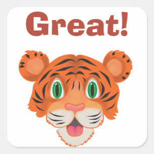 Sticker Carré Texte personnalisé du tigre mou