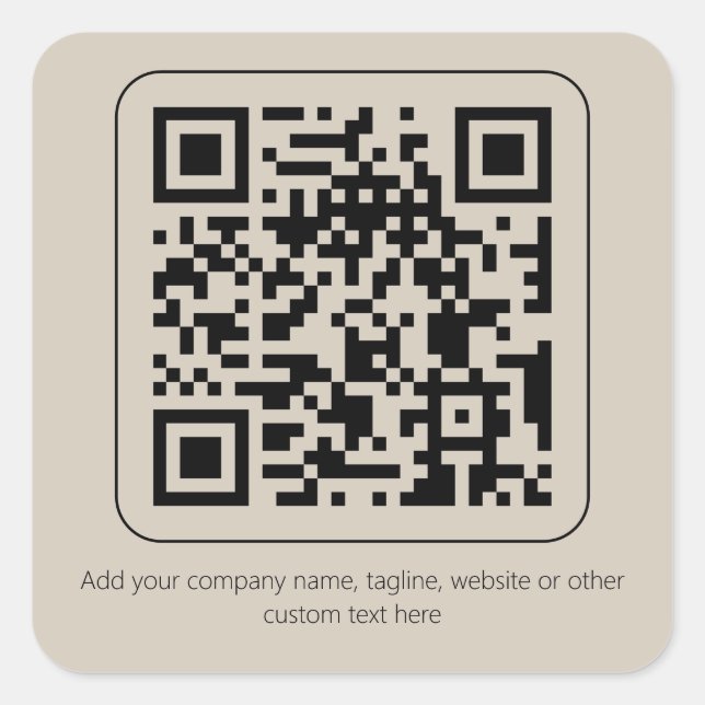 Sticker Carré Texte personnalisé Pastel Crémeuse Vanille QR Code (Devant)