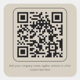 Sticker Carré Texte personnalisé Pastel Crémeuse Vanille QR Code