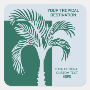 Sticker Carré Texte personnalisé Vacances tropicales