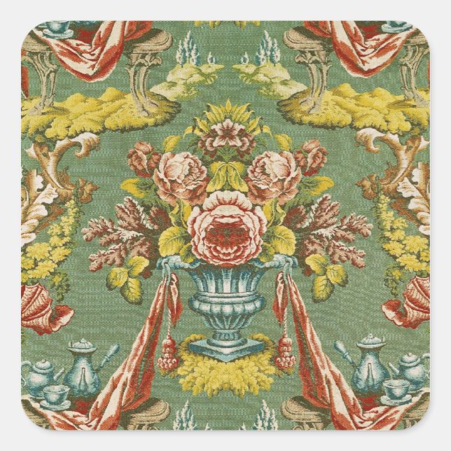 Sticker Carré Textile à motif floral extensible (Devant)