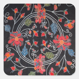 Sticker Carré Textile japonais Kimono vintage (Bingata)