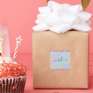 Sticker Carré Texture arc-en-ciel Abstraite et cristal rose