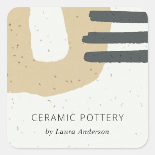 STICKER CARRÉ TEXTURE CÉRAMIQUE ABSTRAITE OCRE JAUNE SPECKLED