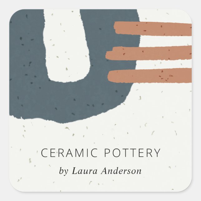 STICKER CARRÉ TEXTURE CÉRAMIQUE ABSTRAITE ROUTE NOIRE BLEU SPECK (Devant)