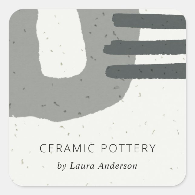 STICKER CARRÉ TEXTURE CÉRAMIQUE CHIC ABSTRAITE GRIS BROWN SPECKÉ (Devant)