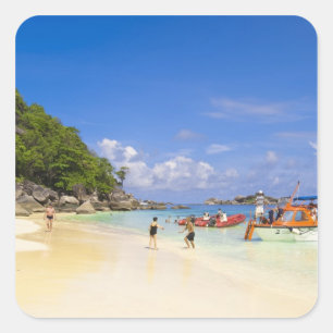 Sticker Carré Thaïlande, mer d'Andaman. Passagers à terre à