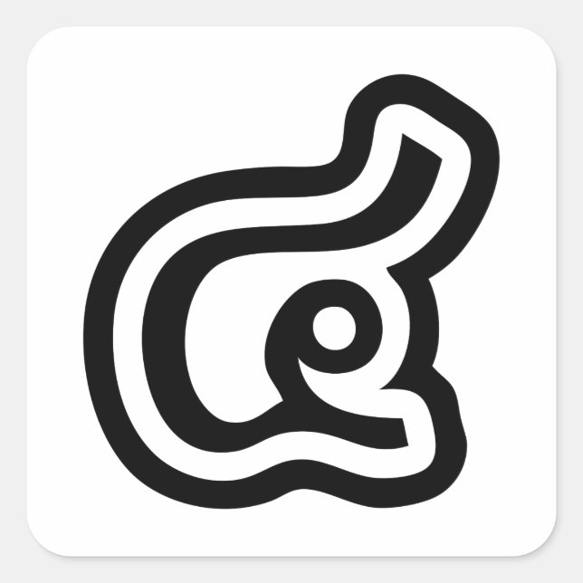 Sticker Carré Thaïlande Numéro 4 / Quatre / ๔ (Voir/Si) Script t (Devant)