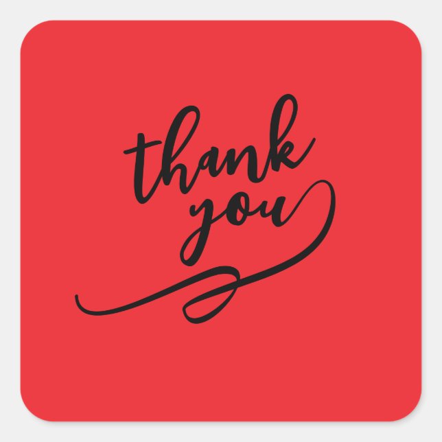 Sticker Carré Thank You Bright Red Classical Unique Simple (Devant)