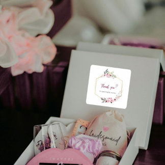 Sticker Carré Thank You for Supporting My Business Floral Sticke