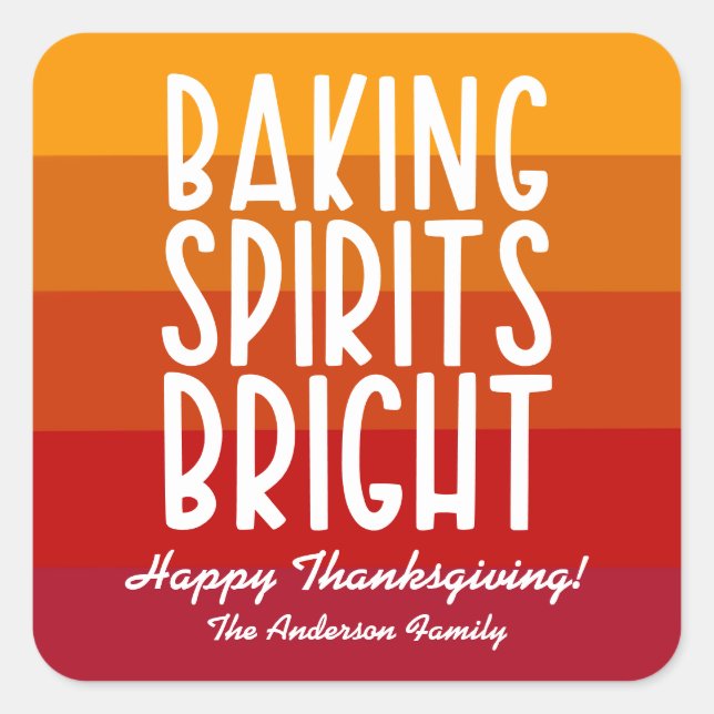 Sticker Carré Thanksgiving Baking Spirits Bright Strited (Devant)