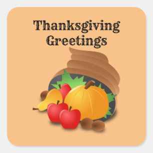 Sticker Carré Thanksgiving Cornucopia