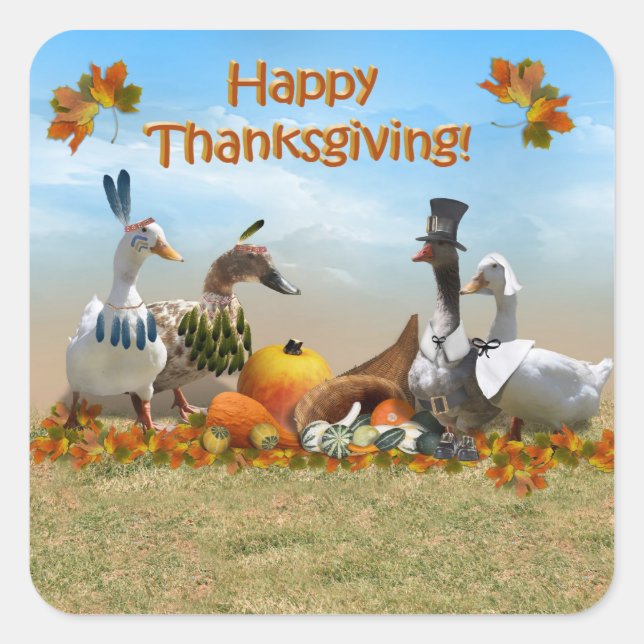 Sticker Carré Thanksgiving Ducks (Devant)