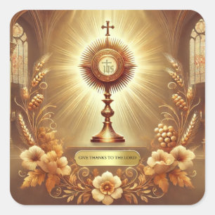 Sticker Carré Thanksgiving Eucharistie catholique Adoration reli