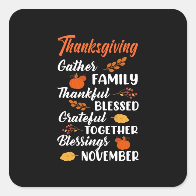 Sticker Carré Thanksgiving Gather Family (Devant)