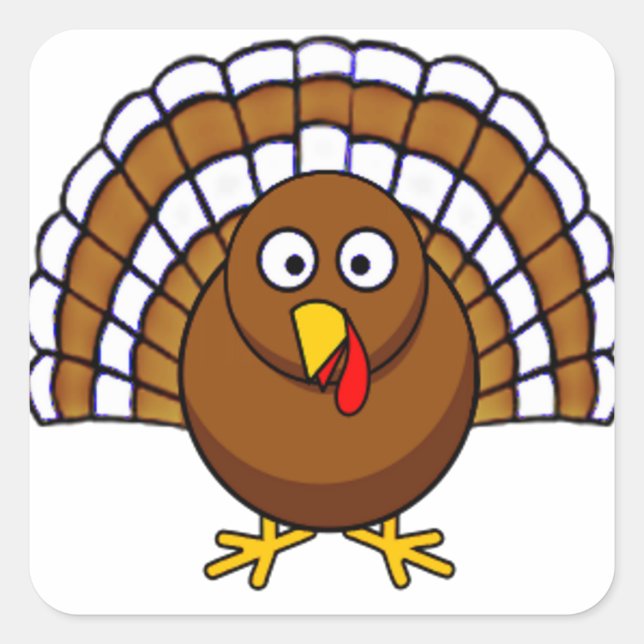 Sticker Carré Thanksgiving mignon Turquie (Devant)