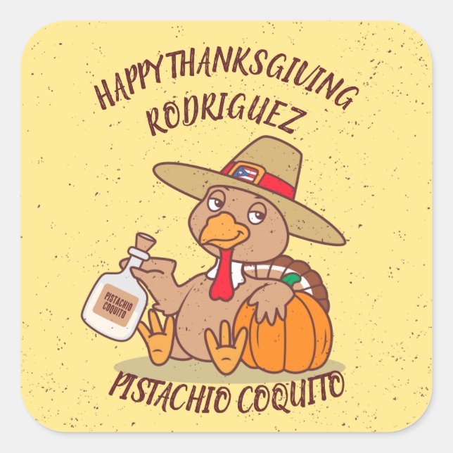 Sticker Carré Thanksgiving Turkey Coquito (Devant)