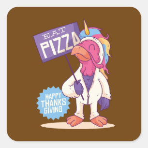 Sticker Carré Thanksgiving Turquie - Drôle Turquie Unicorn Cade