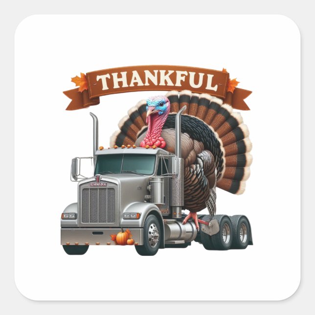Sticker Carré Thanksgiving Turquie équitation Semi-camion (Devant)