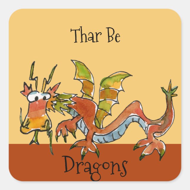 Sticker Carré Thare Be Dragons (Devant)