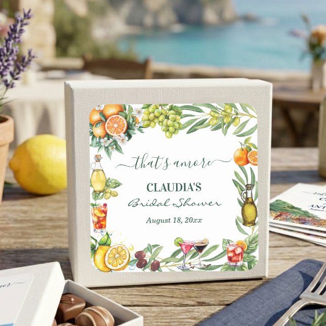Sticker Carré That's Amore Italian Citrus Cocktail Bridal Shower (Créateur téléchargé)