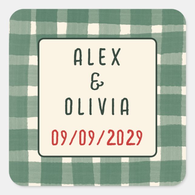 Sticker Carré That's Amore Italian Plaid CUSTOM Wedding  (Devant)