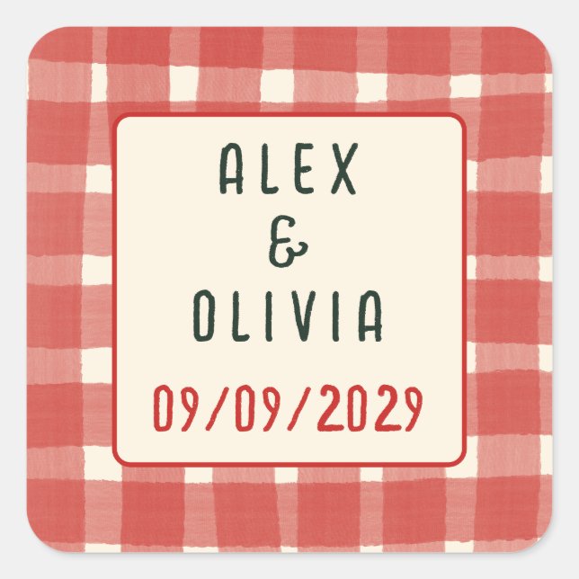 Sticker Carré That's Amore Italian Plaid CUSTOM Wedding  (Devant)