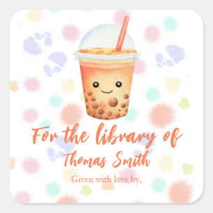 Sticker Carré thé aux bulles cu-tea - pour la bibliothèque de