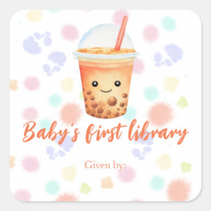 Sticker Carré thé aux perles cu-tea - la première bibliothèque d