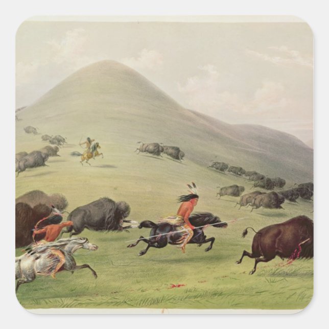 Sticker Carré The Buffalo Hunt, c.1832 (Devant)
