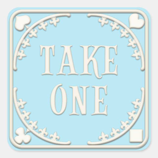 Sticker Carré Thé dansant "Take One" merveilleux en bleu attraya (Devant)