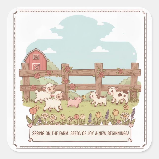 Sticker Carré the farms animals  (Devant)